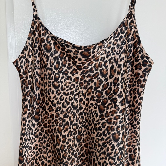 Alexander Del Rossa Leopard print slip dress 100% satin polyester size large - Picture 2 of 5